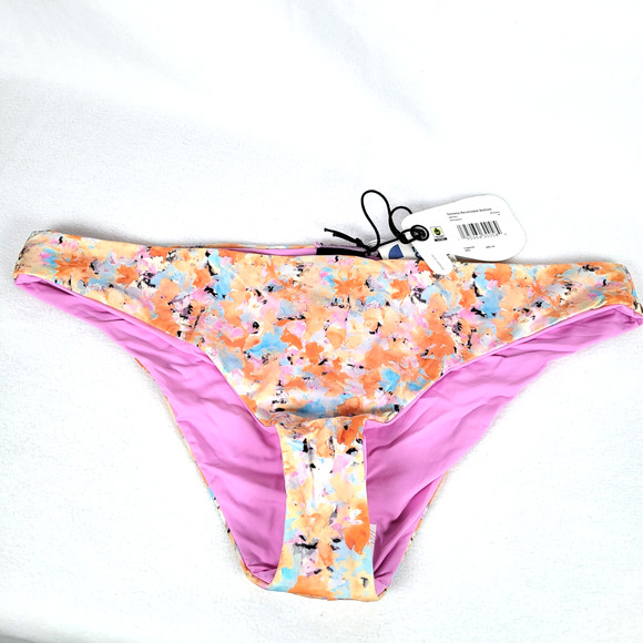 Prana Womens Gemma Reversible Floral Swim Bikini Bottom Size Medium Pink Girlie - Picture 1 of 8